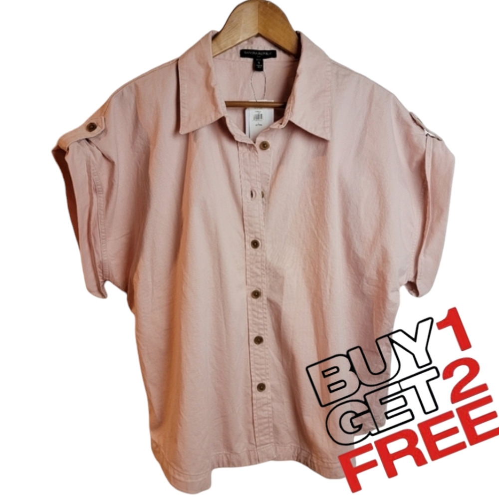 Banana Republic Pink Oversized Dolman Shortsleeve Top‎ Large Petite LP NWT